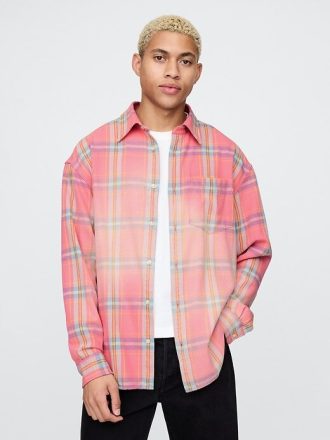 Camicia grande in twill lavato dal sole