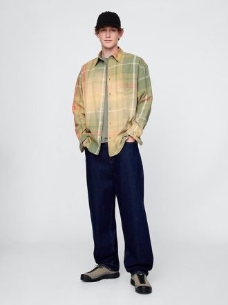 Camicia grande in twill lavato dal sole