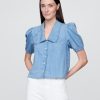 Camicia in denim con maniche a sbuffo e colletto Camicia in denim con maniche a sbuffo e colletto