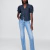 Camicia in denim con maniche a sbuffo e colletto Camicia in denim con maniche a sbuffo e colletto