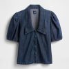 Camicia in denim con maniche a sbuffo e colletto Camicia in denim con maniche a sbuffo e colletto