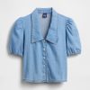Camicia in denim con maniche a sbuffo e colletto Camicia in denim con maniche a sbuffo e colletto
