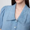 Camicia in denim con maniche a sbuffo e colletto Camicia in denim con maniche a sbuffo e colletto