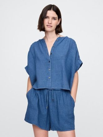 Camicia in denim di garza di cotone