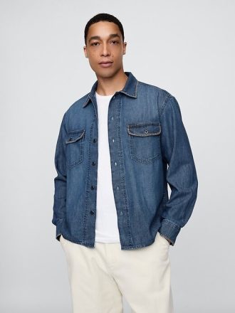 Camicia in denim ricamata