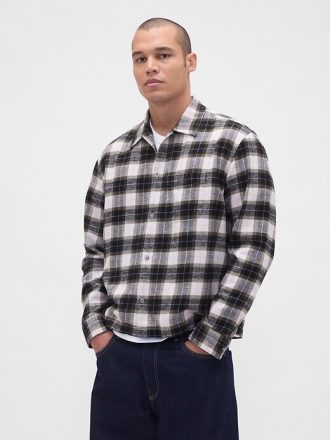 Camicia in flanella rilassata in cotone biologico