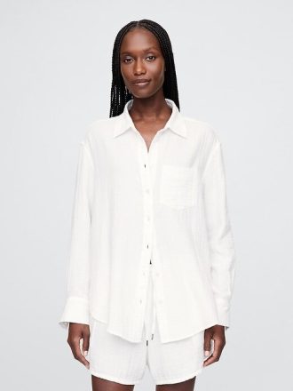 Camicia in garza di cotone con bottoni