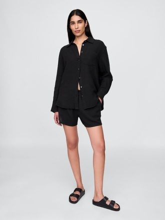 Camicia in garza di cotone con bottoni