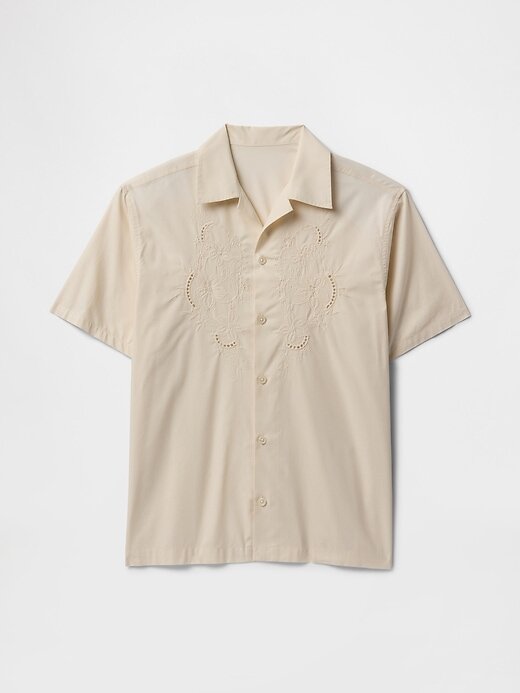 Camicia in popeline con occhielli Camicia in popeline con occhielli