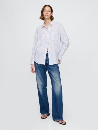 Camicia oversize in lino 100%