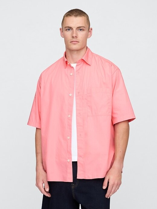 Camicia oversize in popeline di cotone biologico Camicia oversize in popeline di cotone biologico