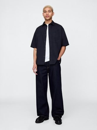 Camicia oversize in popeline di cotone biologico