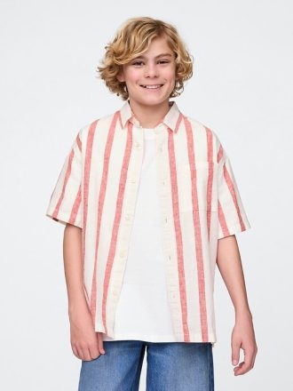 Camicia rilassata in lino e cotone per bambini