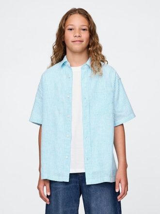 Camicia rilassata in lino e cotone per bambini
