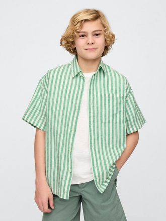 Camicia rilassata in lino e cotone per bambini