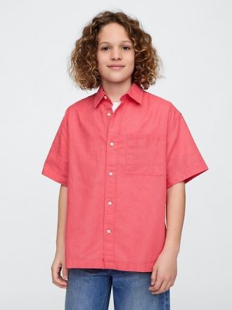 Camicia rilassata in lino e cotone per bambini