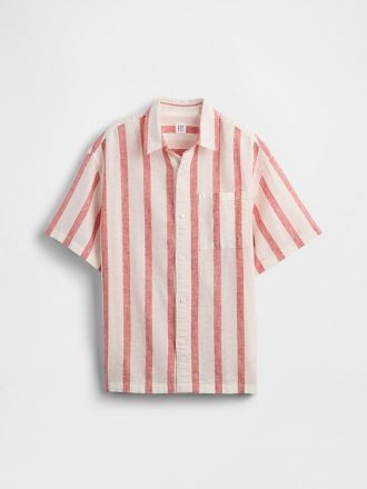 Camicia rilassata in lino e cotone per bambini