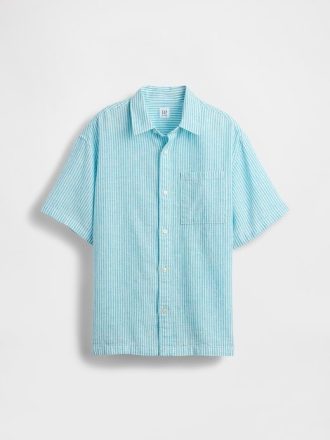 Camicia rilassata in lino e cotone per bambini