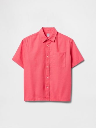 Camicia rilassata in lino e cotone per bambini