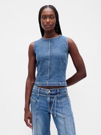Canotta corta in denim