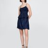 Canotta in denim con occhielli smock Canotta in denim con occhielli smock