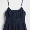 Canotta in denim con occhielli smock Canotta in denim con occhielli smock