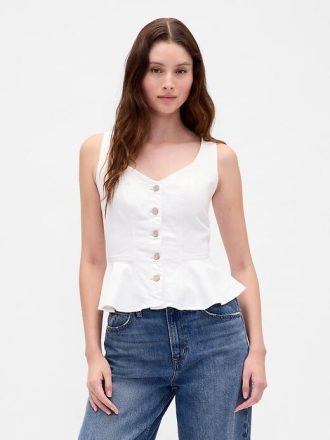 Canotta in denim con peplo