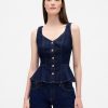 Canotta in denim con peplo