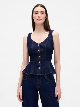 Canotta in denim con peplo
