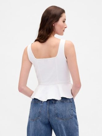 Canotta in denim con peplo
