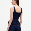Canotta in denim con peplo