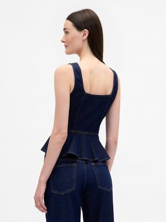 Canotta in denim con peplo