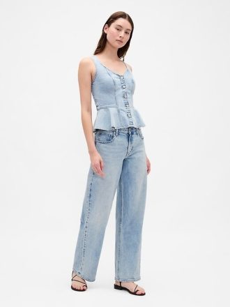 Canotta in denim con peplo