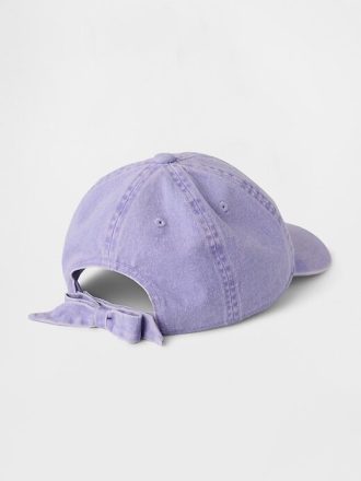 Cappello da baseball con fiocco in denim tinto a mano per bambini