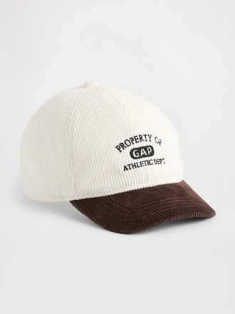 Cappello da baseball con logo in velluto a coste per bambini