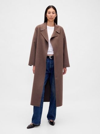 Cappotto avvolgente in misto lana