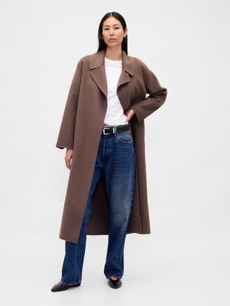 Cappotto avvolgente in misto lana