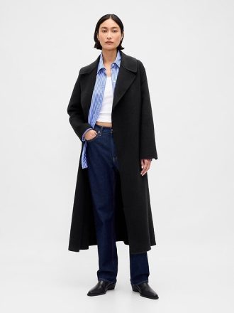 Cappotto avvolgente in misto lana