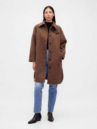 Cappotto in misto lana pied de poule