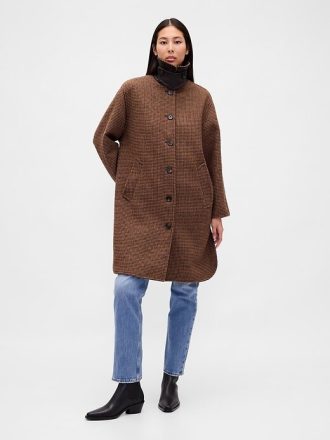 Cappotto in misto lana pied de poule