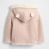 Cardigan a trecce con fodera in sherpa per neonati con motivo a orsetto Cardigan a trecce con fodera in sherpa per neonati con motivo a orsetto