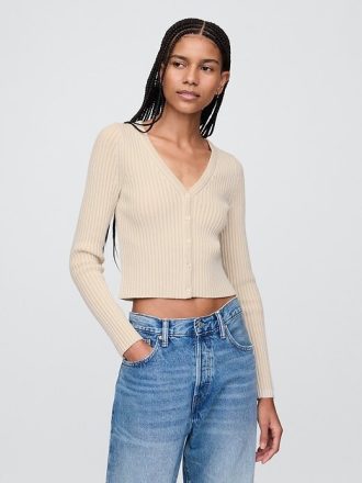 Cardigan corto a coste intrecciate