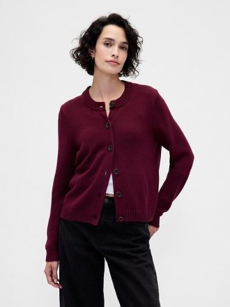 Cardigan girocollo in 100% cotone