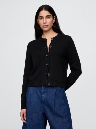 Cardigan girocollo in 100% cotone