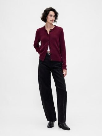 Cardigan girocollo in 100% cotone
