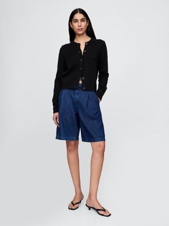 Cardigan girocollo in 100% cotone