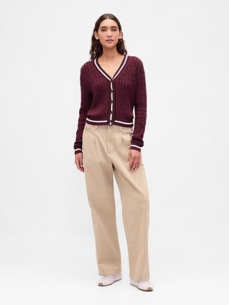 Cardigan in maglia a trecce 100% cotone