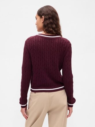 Cardigan in maglia a trecce 100% cotone