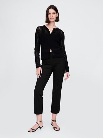 Cardigan in misto lino con lavorazione a traforo