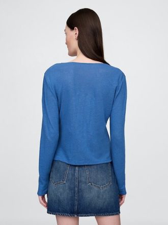Cardigan in misto lino con nodo sul davanti